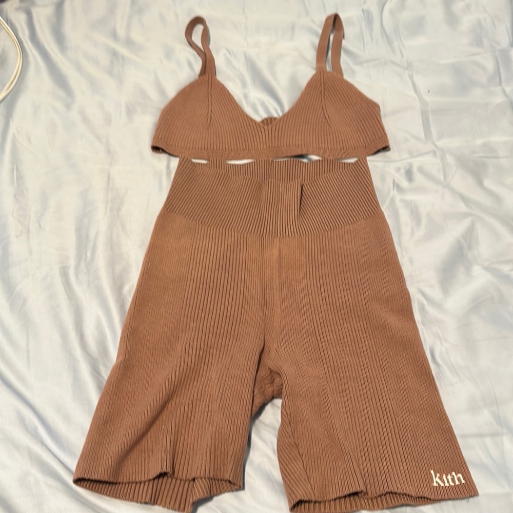Kith ribbed bra and biker short set size small